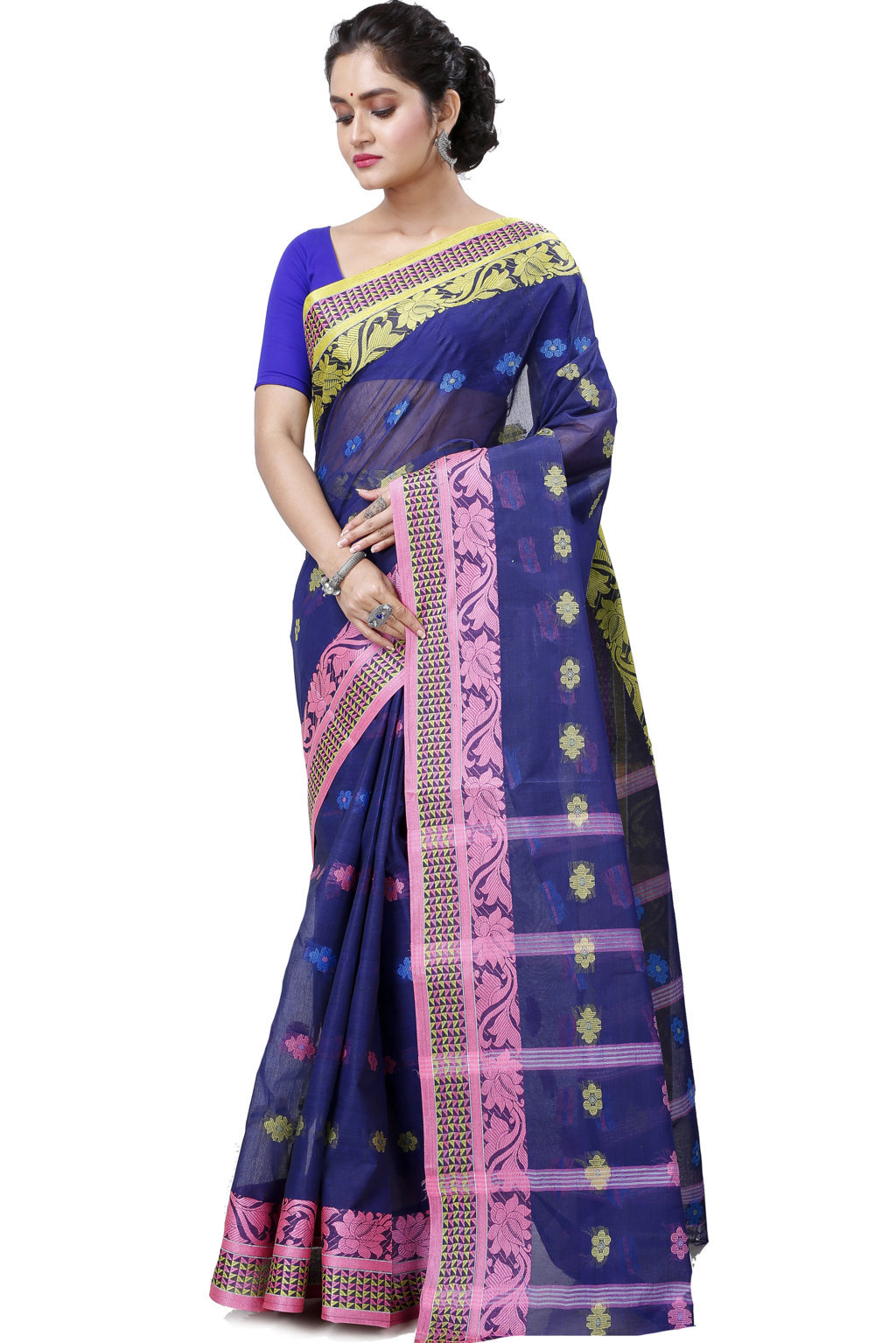 Naby Blue Pure Cotton Raina Tant Saree (996)